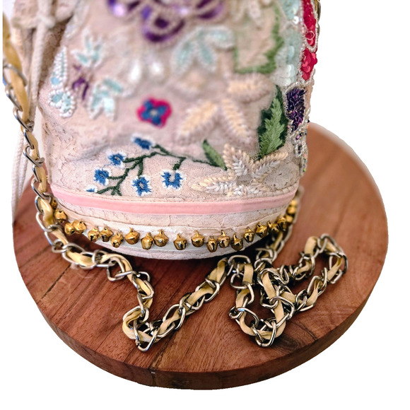 Antica Sartoria Positano Boho Round Beaded Bag Purse Bells - Picture 8 of 14